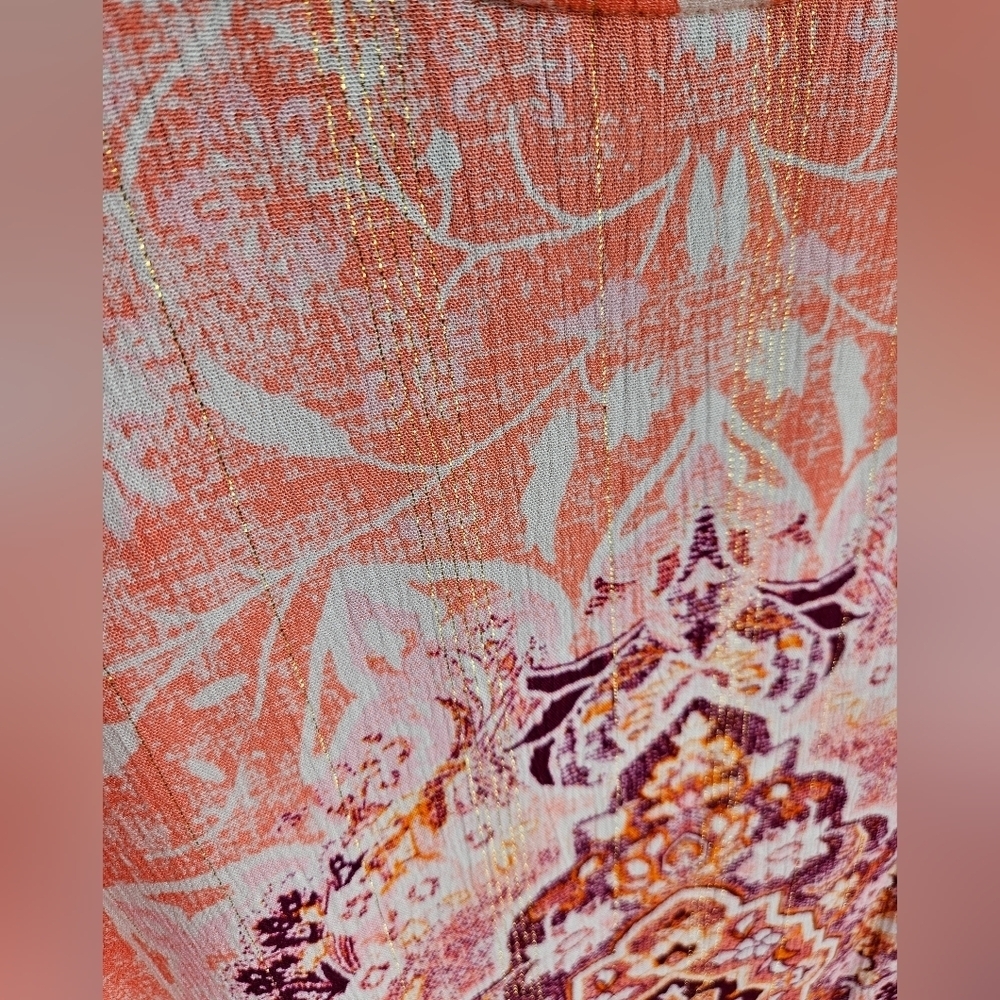 FARMERS MARKET RUFFLE SLEEVE BLOUSE SZ XL CORAL PURPLE - Picture 8 of 8